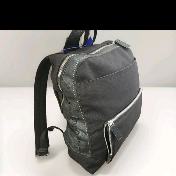 Salvatore Ferragamo gamcini black nylon men's backpack flawed designer travel - Picture 1 of 16
